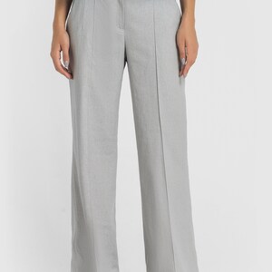 LAST SIZE 02 us (36 eu) Linen Wide leg Palazzo Pants Women, High Waist Hippie Summer Gray Womens Trousers, Boho high waisted pants TAVROVSKA image 7
