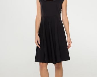 Black Cocktail Dress, Midi Party Dresses for Women, Wedding Guest