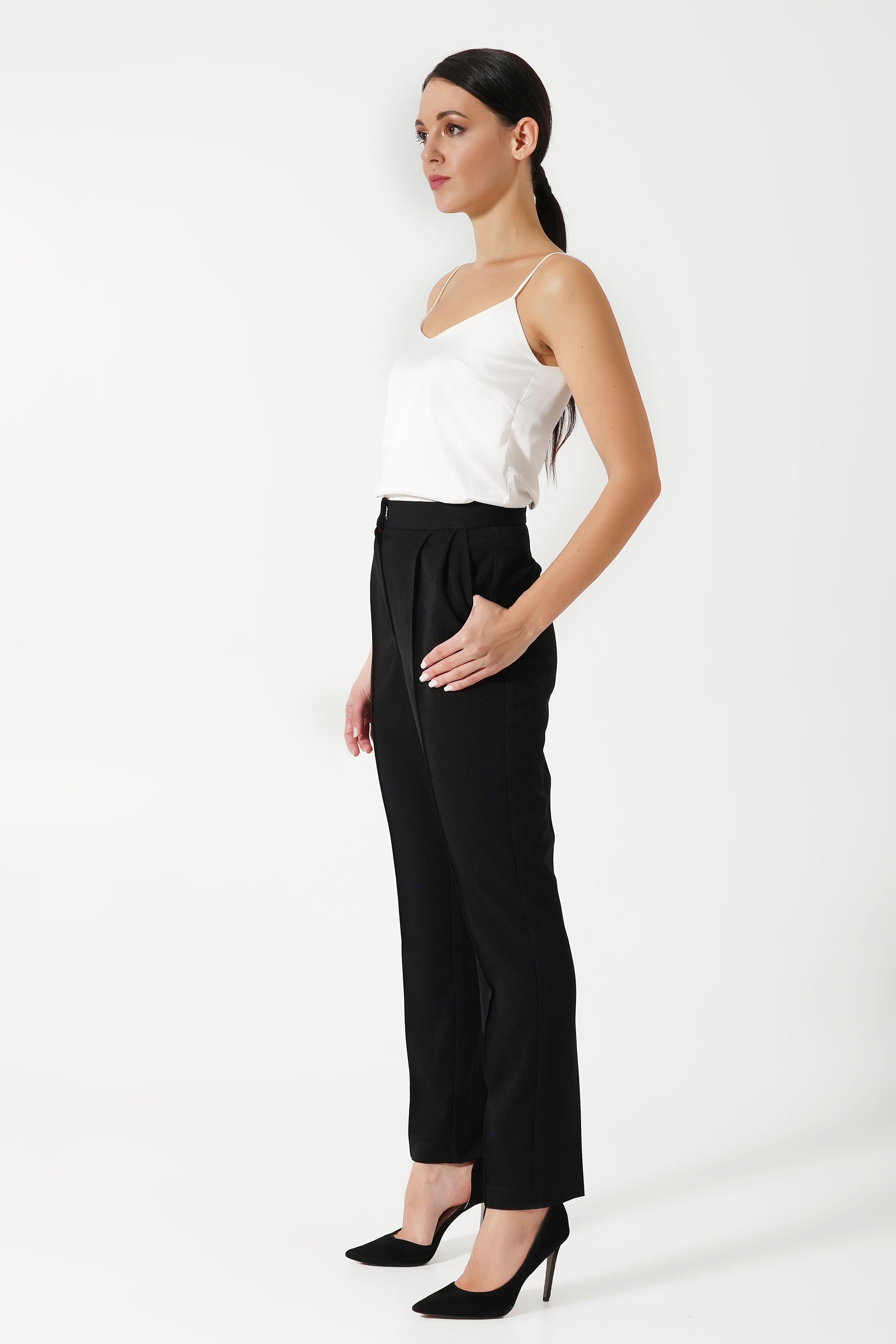 cigarette trousers for big thighs The Best Curvy Figures From an Editor Who Knows day comfort. All Day High Waist Cigarette