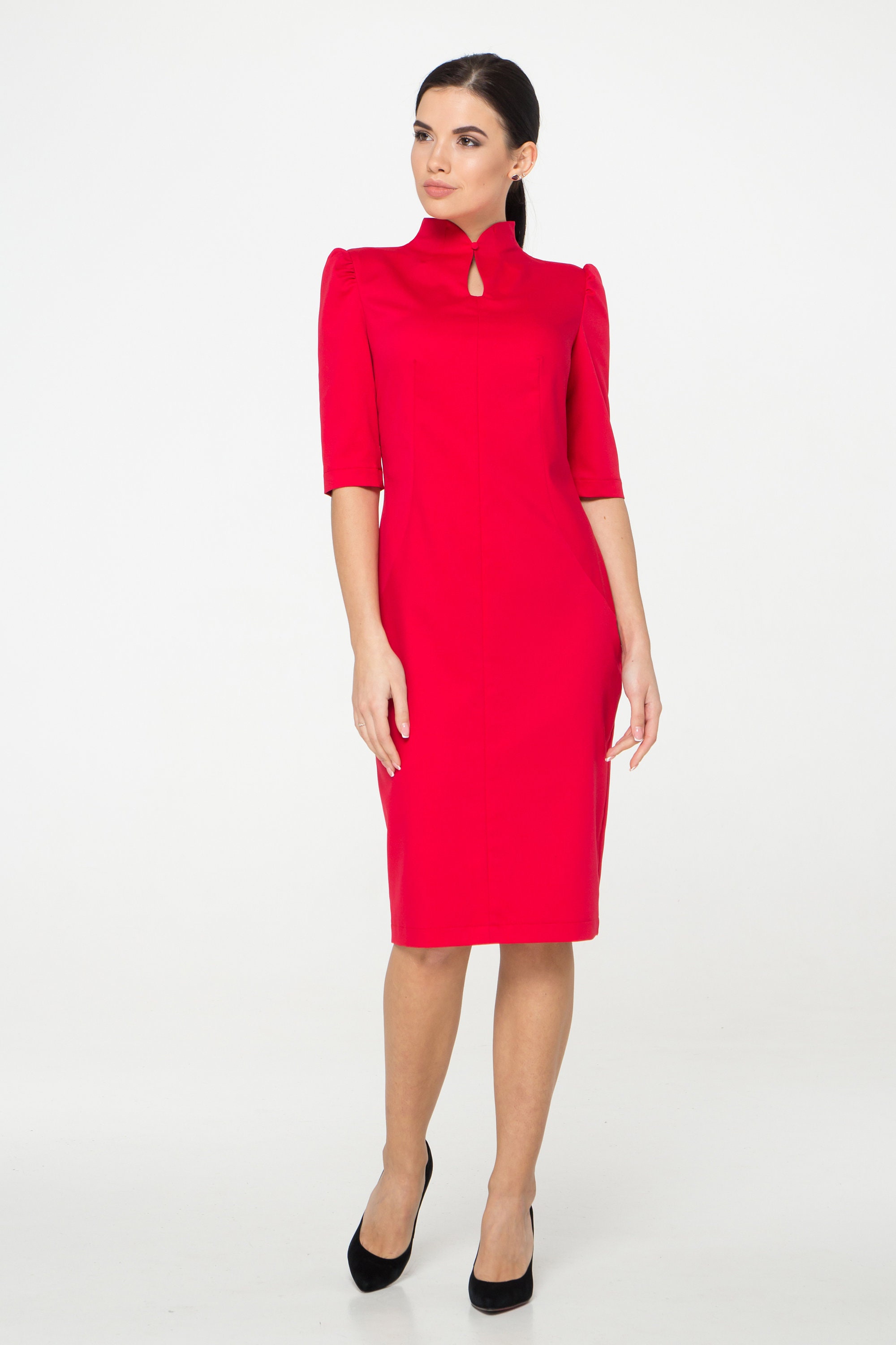 Elegant work dress women, Black business dress mandarin, Modern female meeting outfit Professional clothing, Sheath office dress TAVROVSKA Elegant work dress women, Black business dress mandarin, Modern female meeting outfit Professional clothing, Sheath office dress TAVROVSKA