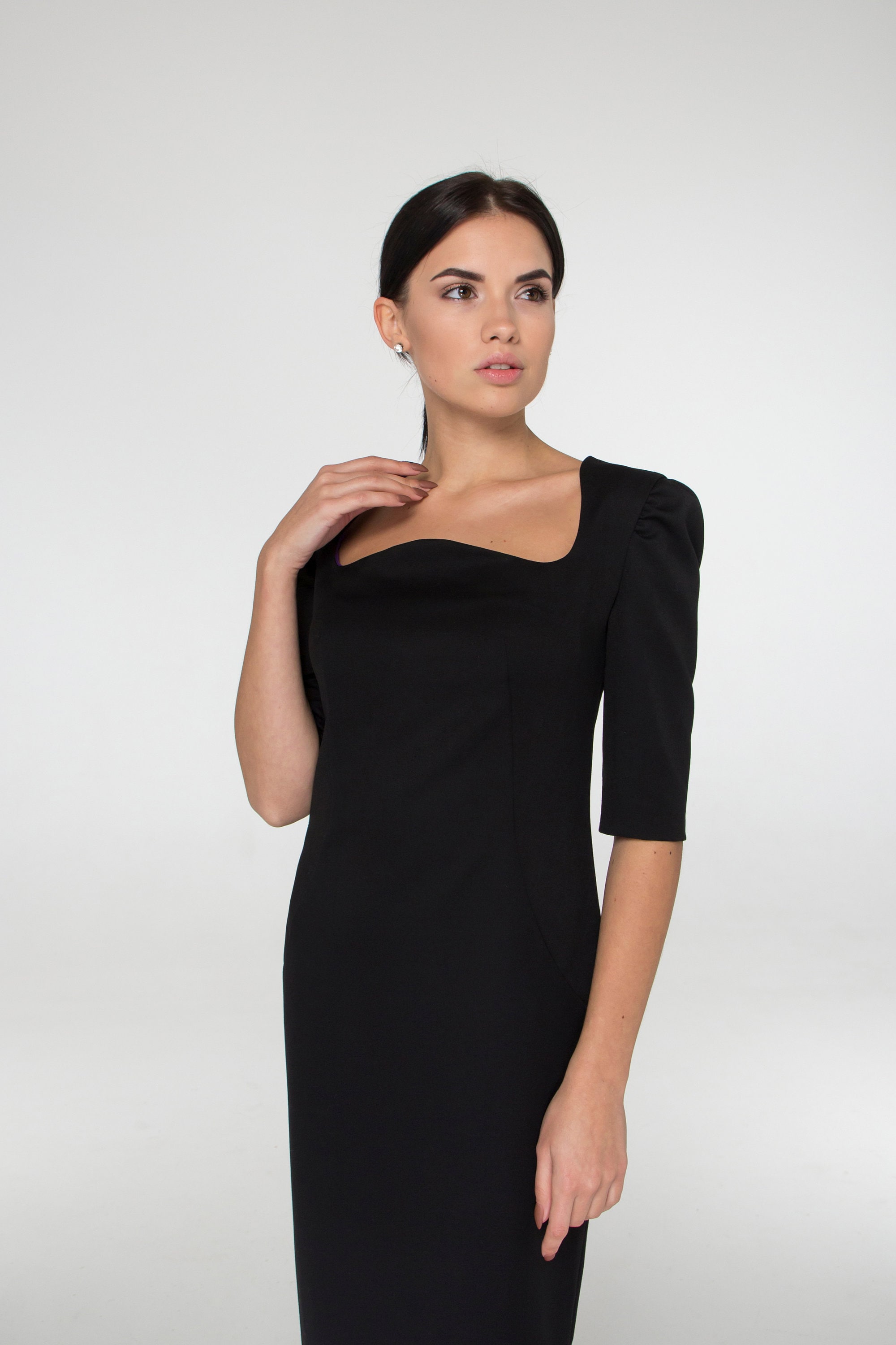 Black Cocktail Puffy Sleeves Dress Valentines Day Gift for Etsy