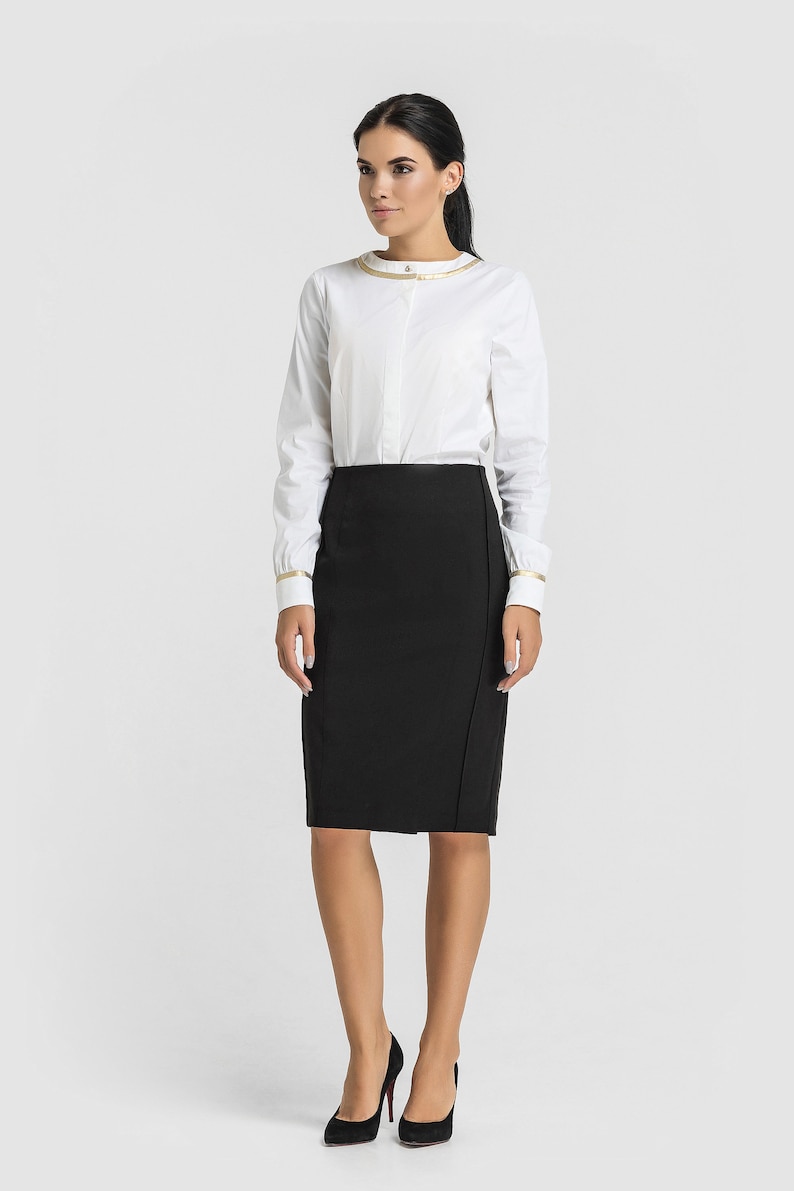 High waisted Pencil Midi Black Skirt Skirts for women Plus | Etsy
