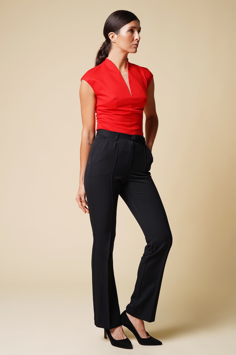 Black work trousers womens, black pants for work, Black trousers high waisted, Dressy black trousers, Dress pants straight leg