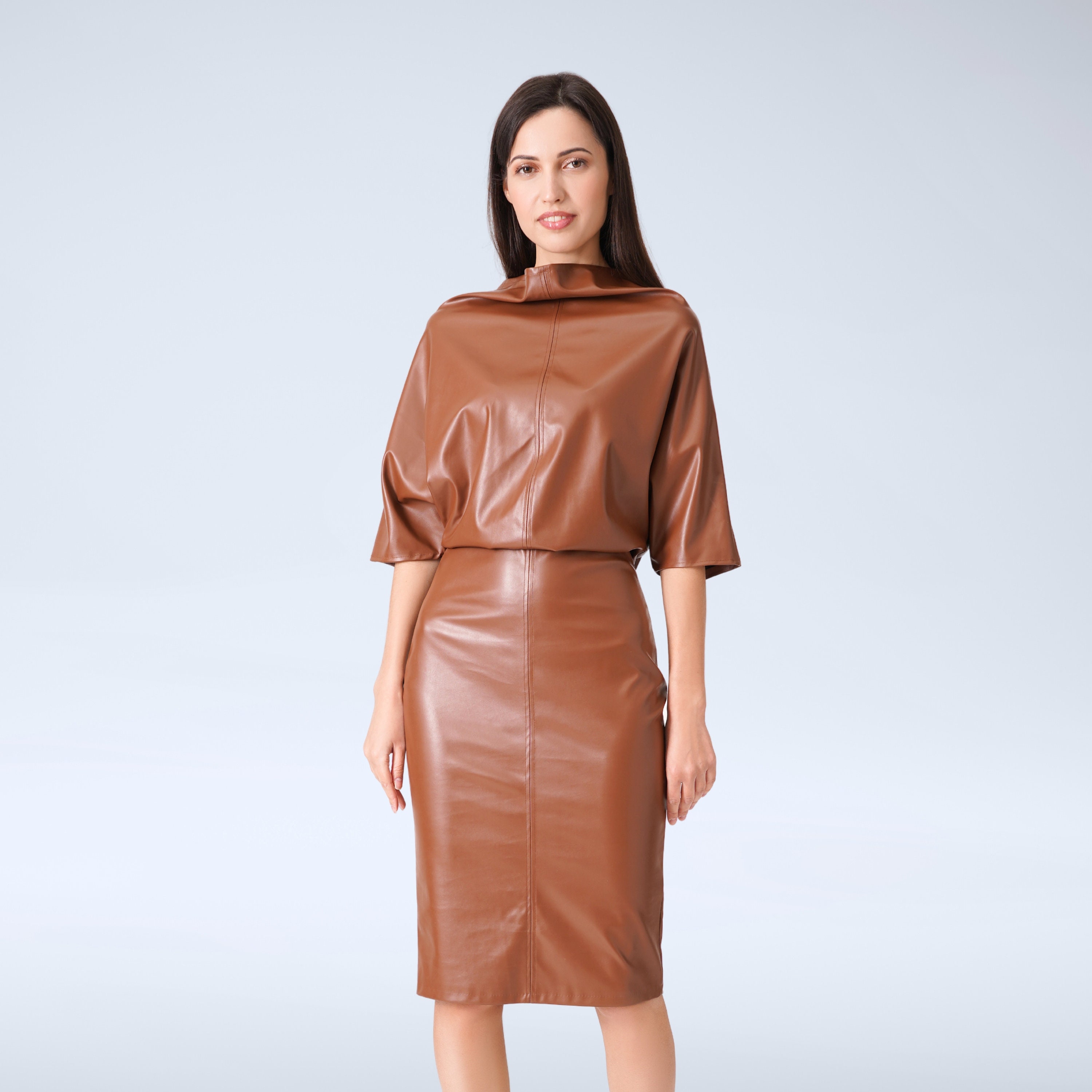 knee length dresses for ladies Fantastic Flared Latex Hobble Dress – Laidtex
