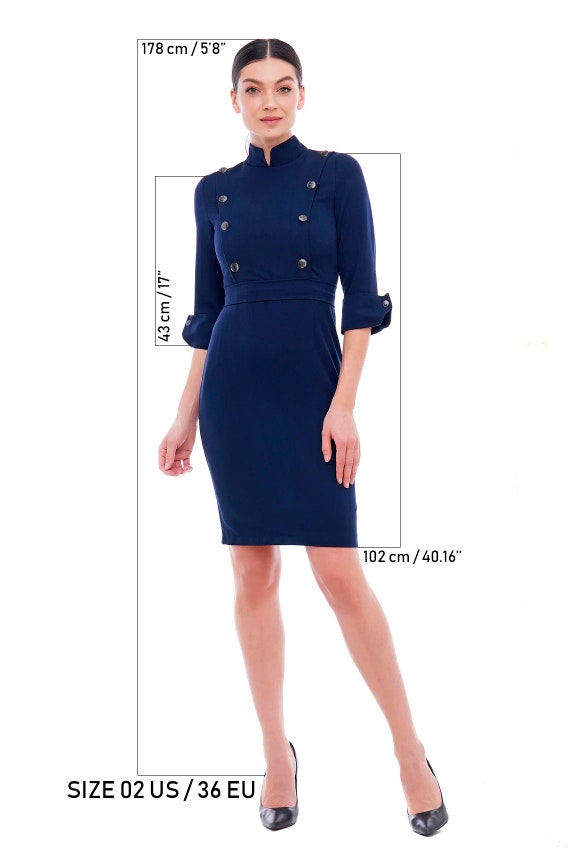 Robe fourreau de cocktail Robes midi pour femmes Robe a col montant Robe croisee boutonnee sur le devant TAVROVSKA Etsy France