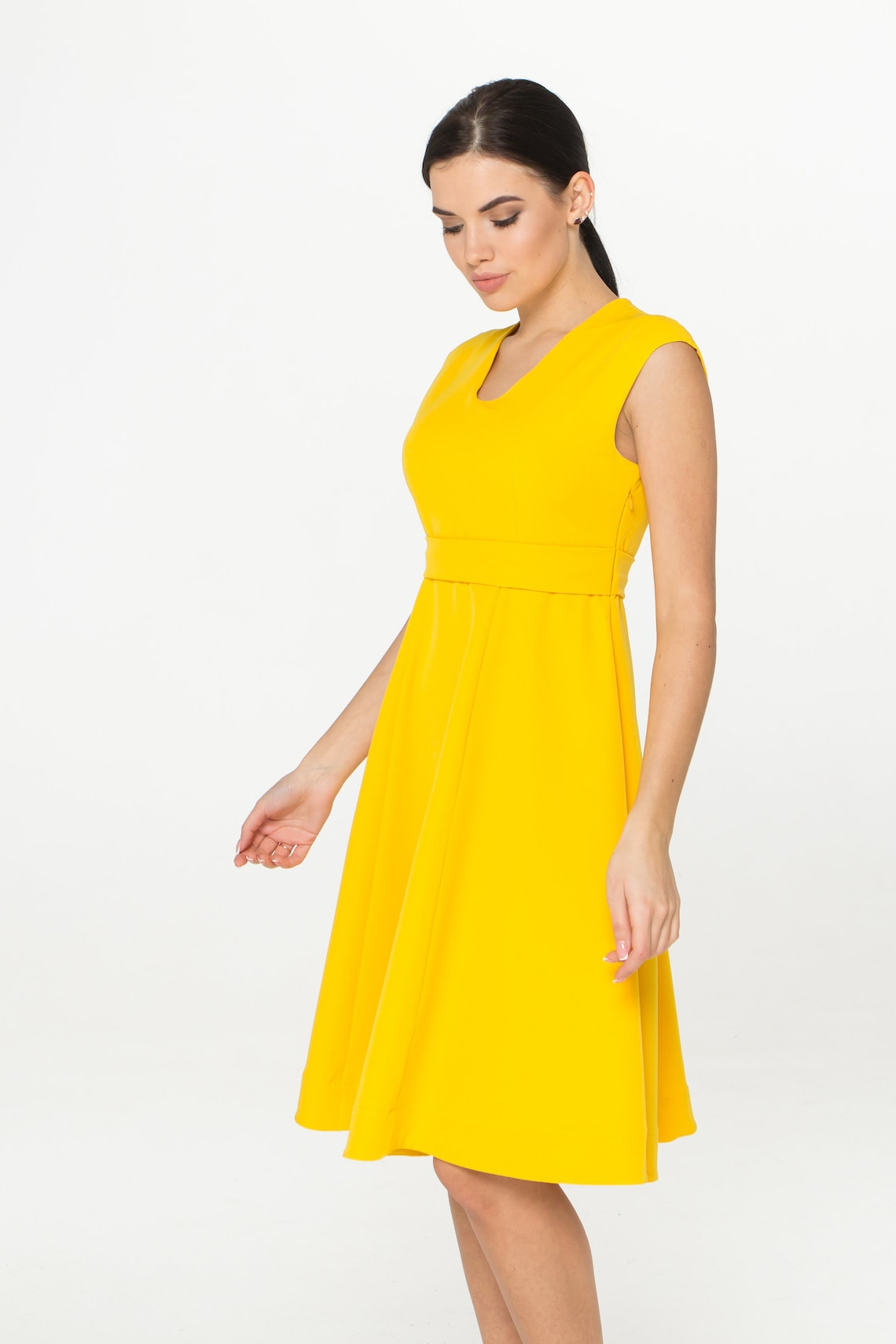Midi Wedding Guest Dress Dresses for Women Yellow Etsy