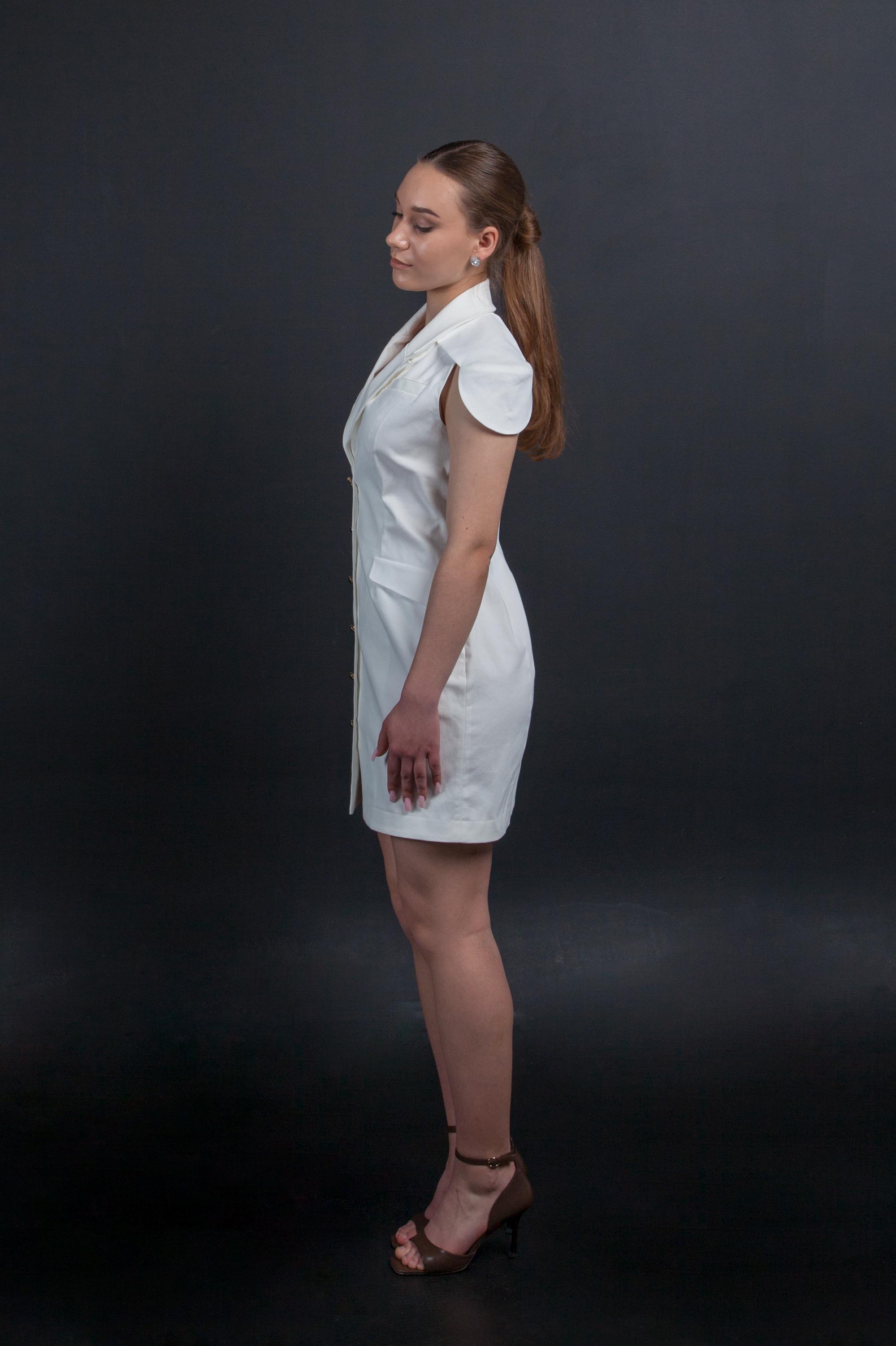 white gold blazer dress A LA MODE MINI BLAZER DRESS IN WHITE – AKIRA main image 1