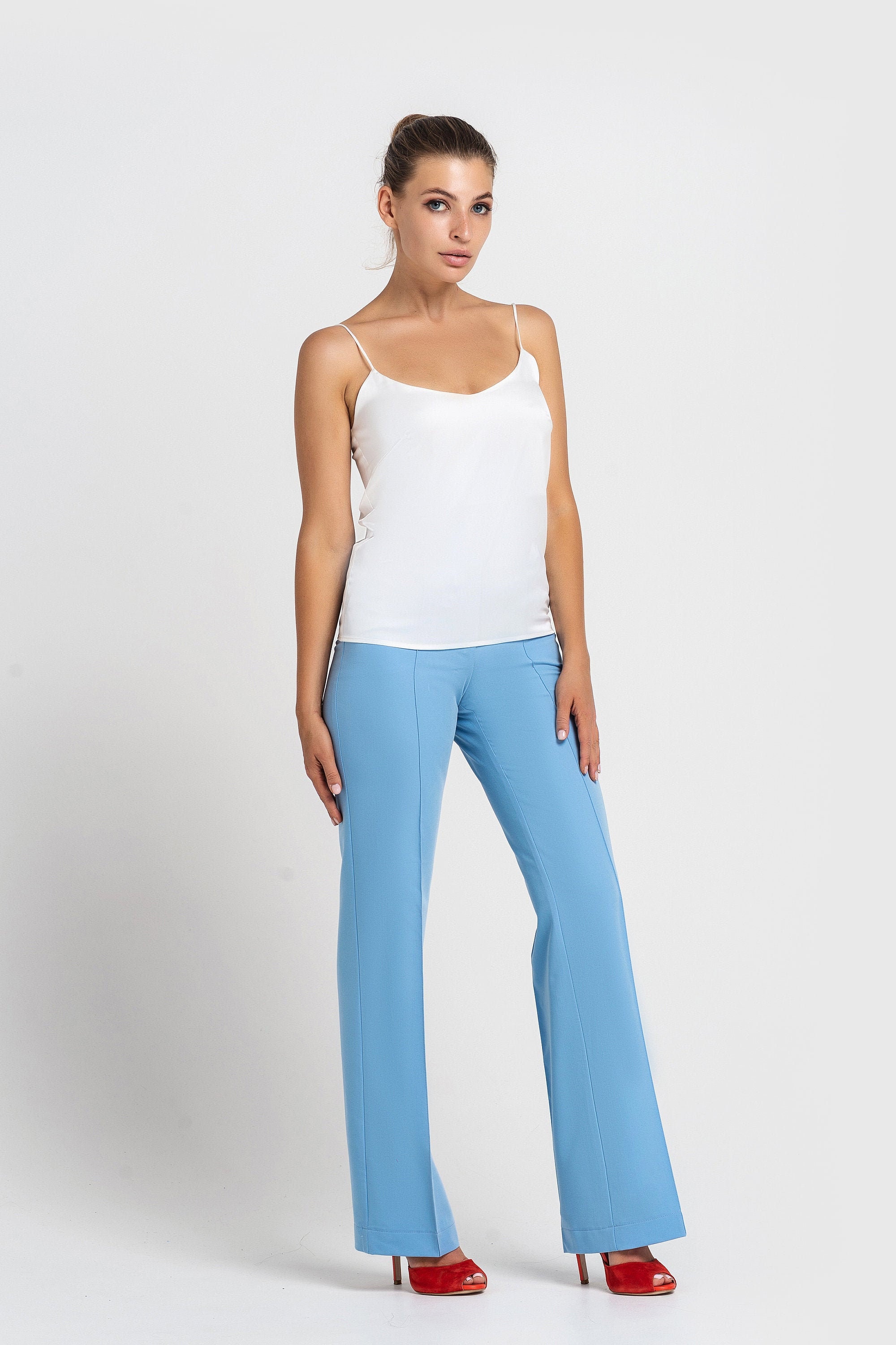 white silk spaghetti strap top