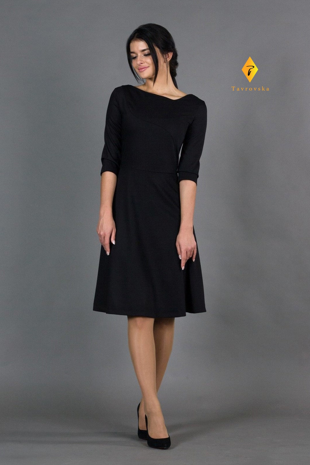 white christmas dresses La Femme Midi-Length Black Homecoming Dress main image 0