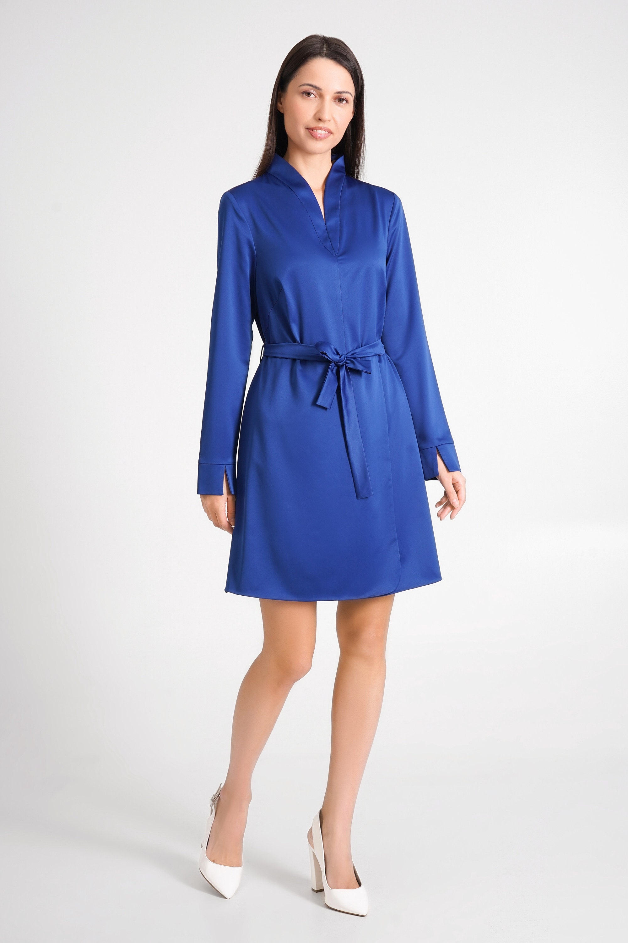 white christmas dresses Sapphire Office Fitted Asymmetric Boatneck Sleeveless Below Knee Dress –  BGL main image 1