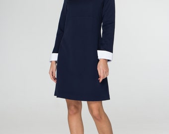 Navy dress outlet with white collar