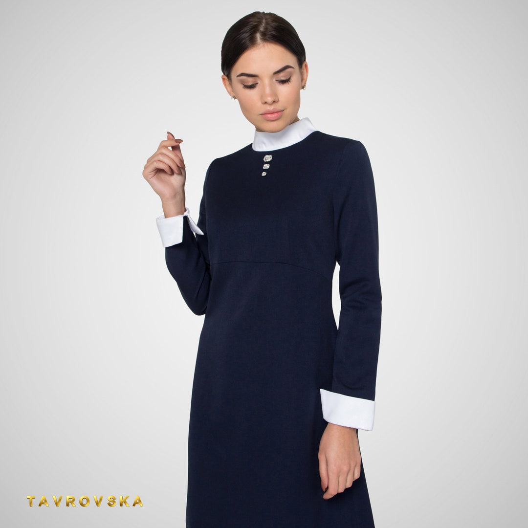 green emerald velvet dress Classic Little Black Dress with Sheer Sleeves and White Collar –  Marmalade-shop main image 0