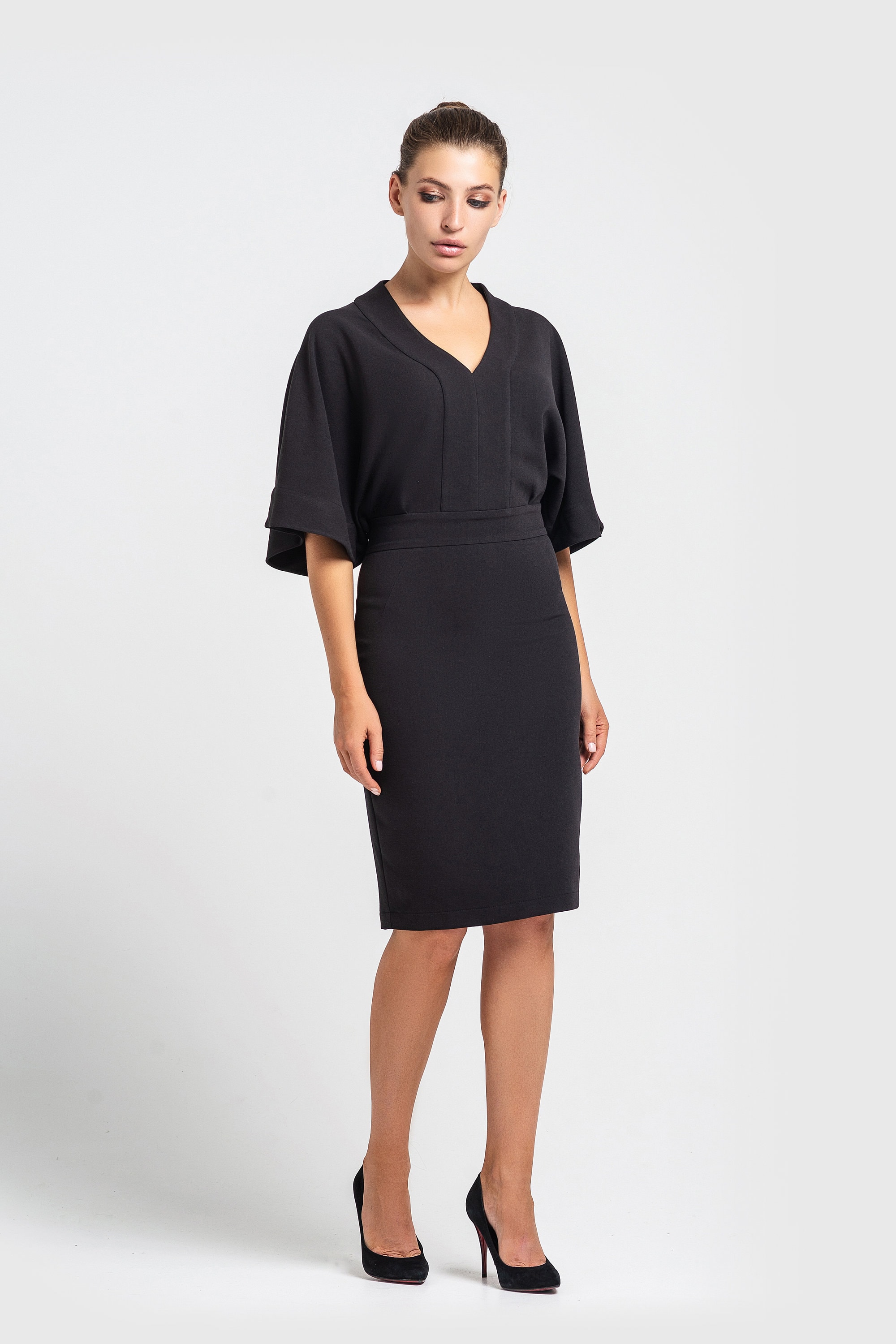 knee length dresses for ladies Standards and Practices Women's Candice Wrap Dress, Black, Medium main image 0