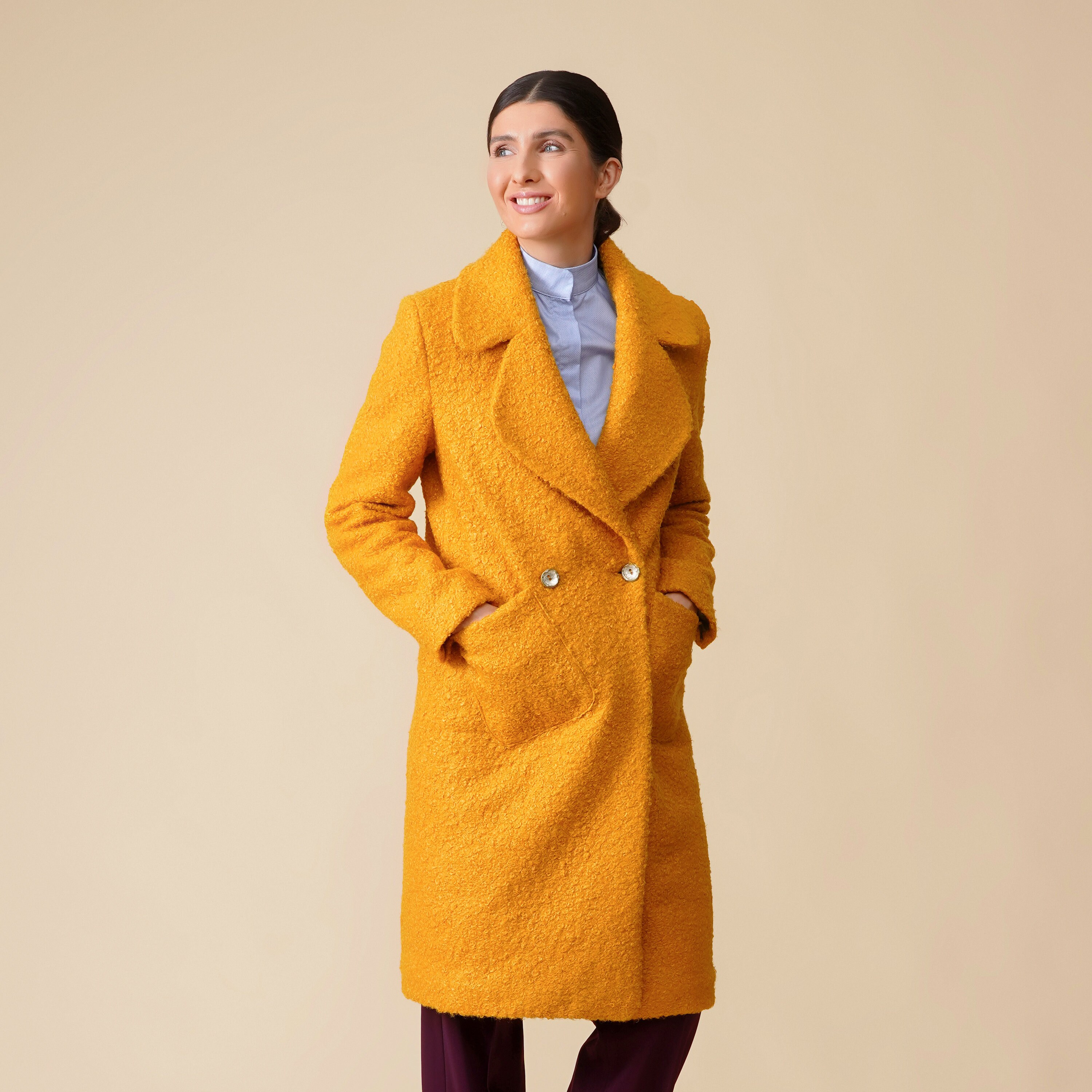 Womens Fur Coat Lapel Collar Mid Long Jacket Loose Lapel Overcoat Outwear 01 