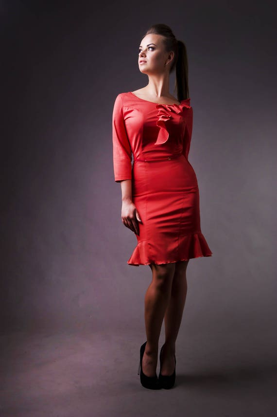 red midi mermaid dress