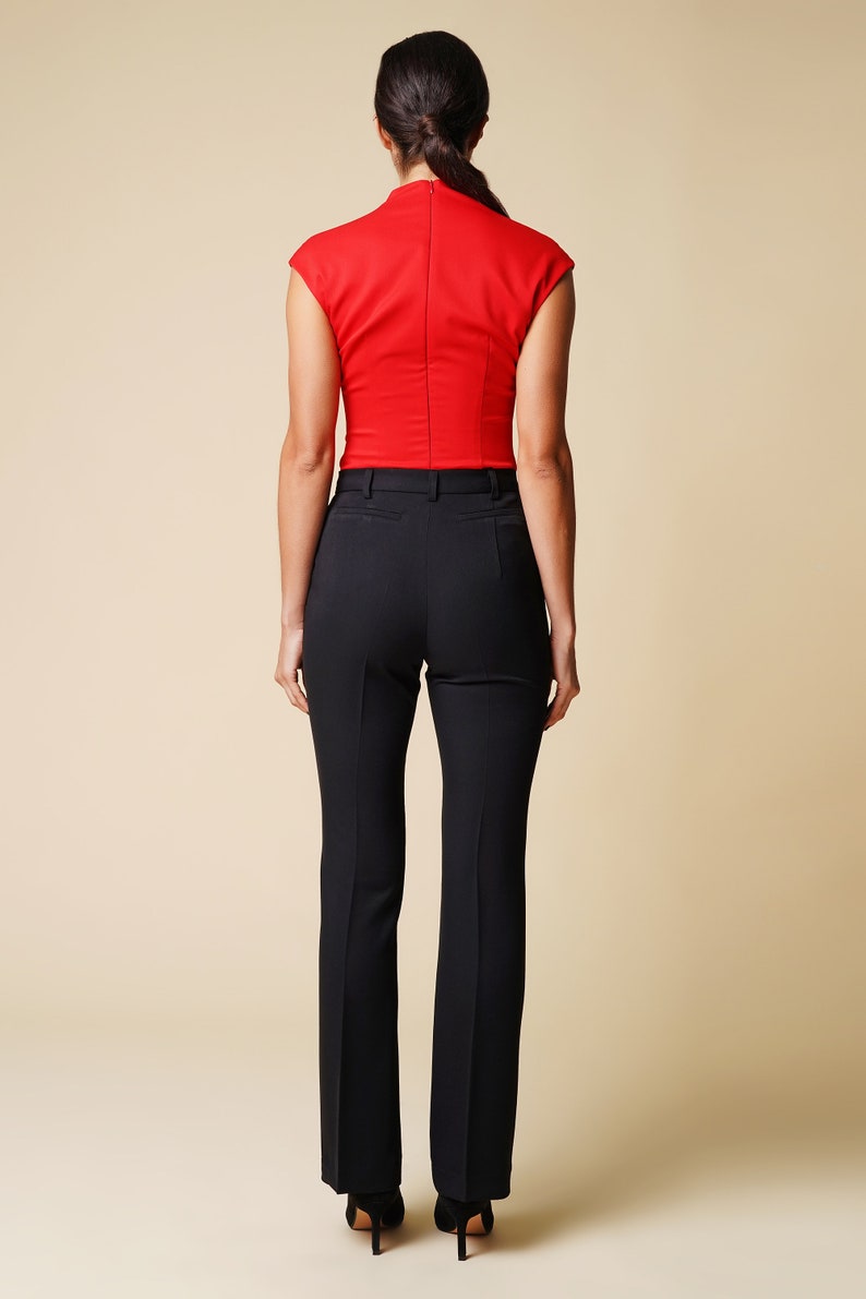 Black work trousers womens, black pants for work, Black trousers high waisted, Dressy black trousers, Dress pants straight leg