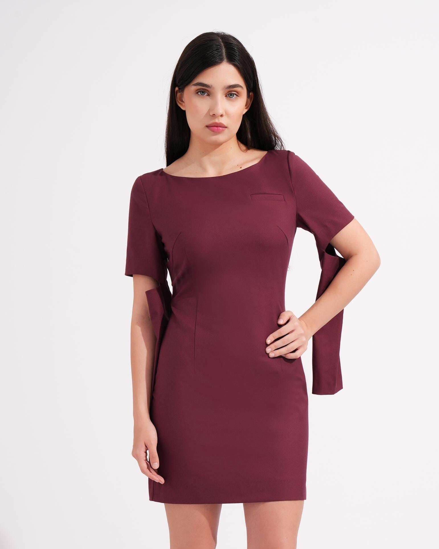 grey chiffon dress Azazie Rue BELTED DRESS main image 0