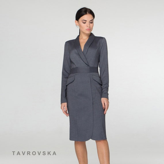 long sleeve tuxedo dress