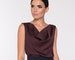 Halter Top, Cowl neck top, Silk satin womens tops blouses for women Sleeveless Office Brown Blouse Womens tops TAVROVSKA ukraine shops 