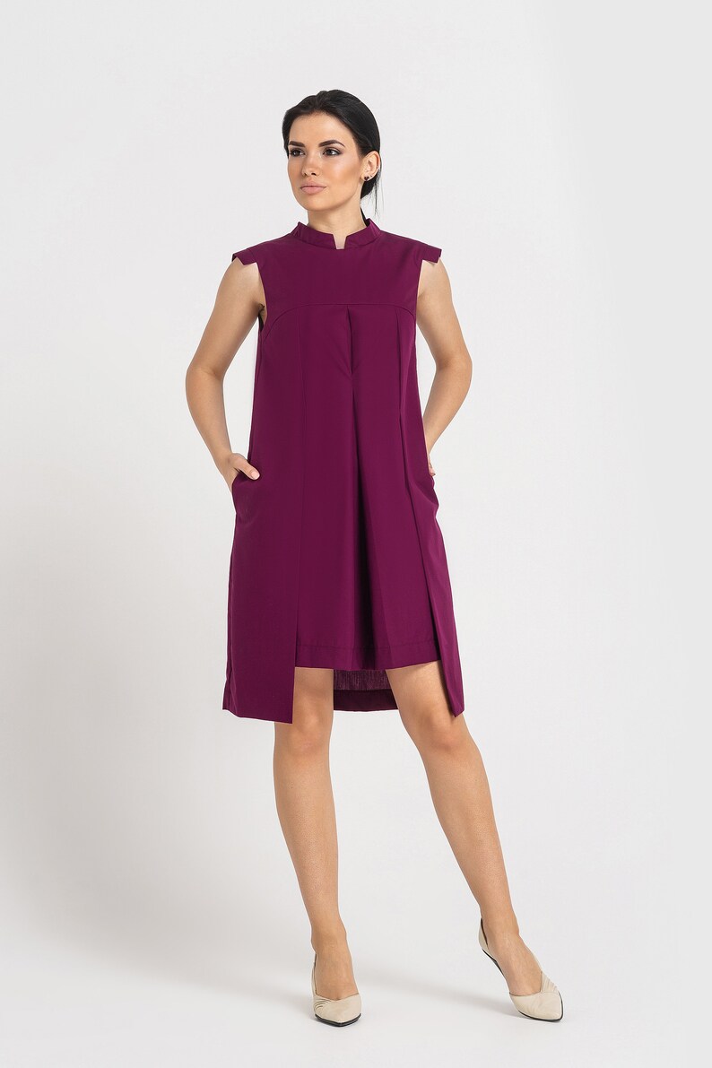 magenta shift dress