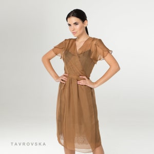 LAST SIZE: 2 us (36 eu) Sale /Sheer chiffon cover up dress, Mesh See through Dresses for women, Wrap midi cape dress women TAVROVSKA