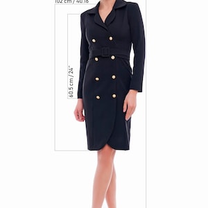 15041 Black Double Breasted Blazer Dress