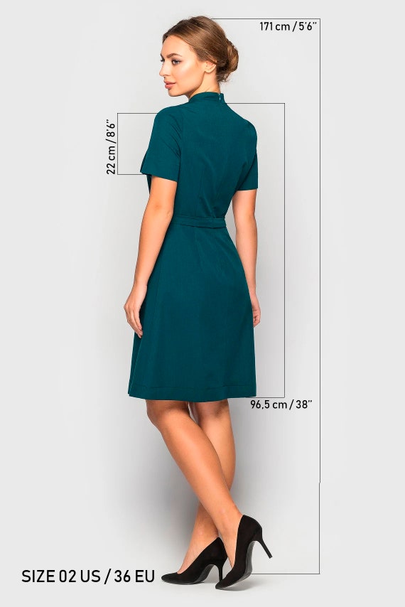 Dark Green Bow Neck Dress, Cocktail 60s Dresses for Women, A Line Casual  Office Dress, Professional Dress, Conteporary Workwear TAVROVSKA -   Hong Kong