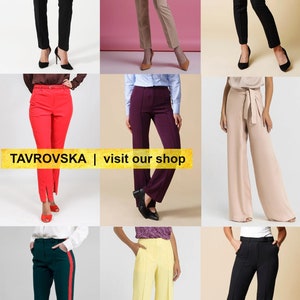 Pantaloni a vita alta da donna, Pantaloni svasati da donna, Tailleur pantalone a vita alta, Pantaloni a vita alta cuciti, Pantaloni dritti da donna, Pantaloni da lavoro TAVROVSKA immagine 8