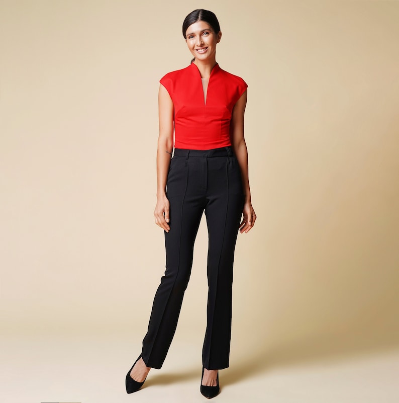 Black work trousers womens, black pants for work, Black trousers high waisted, Dressy black trousers, Dress pants straight leg
