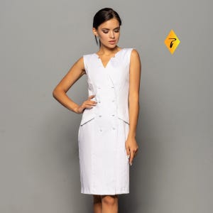 Handmade White Cotton Blazer Dress, Gold Button Tuxedo Style - Etsy