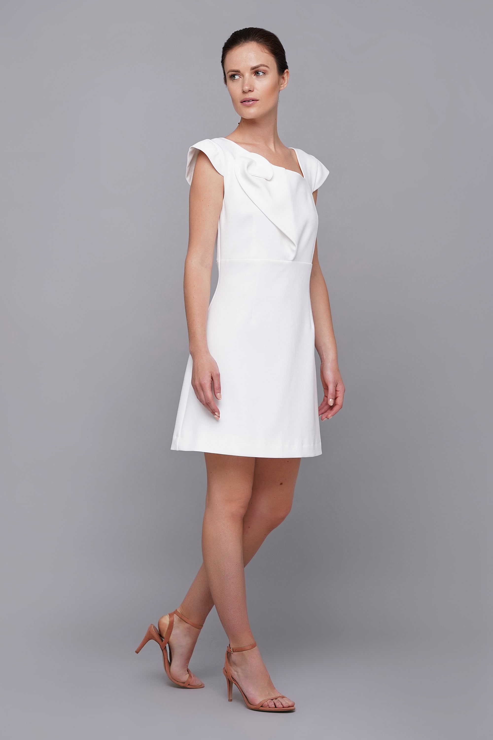 slim fit dress slacks White Tulle Simple A-line Homecoming Dresses, Cocktail Graduation Dress,  MH335 – Musebridals main image 0