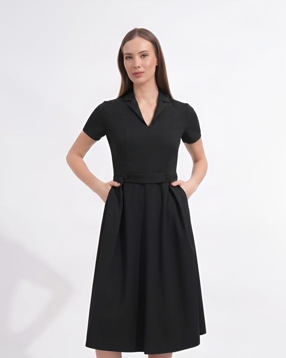 business casual midi dress GRACE KARIN Apricot Work Dresses for Women,Wrap Funeral Outfit for Women,Wedding Guest Dresses S at Amazon Women's Clothing store Made of breathable woven fabric that is soft and Office & Work Dresses -