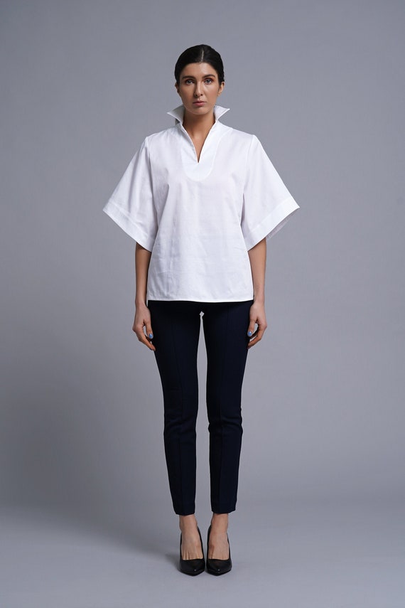 Blusa de cuello reventado mujeres Blusas blancas de cuello - Etsy España Blusa de cuello reventado mujeres Blusas blancas de cuello - Etsy España