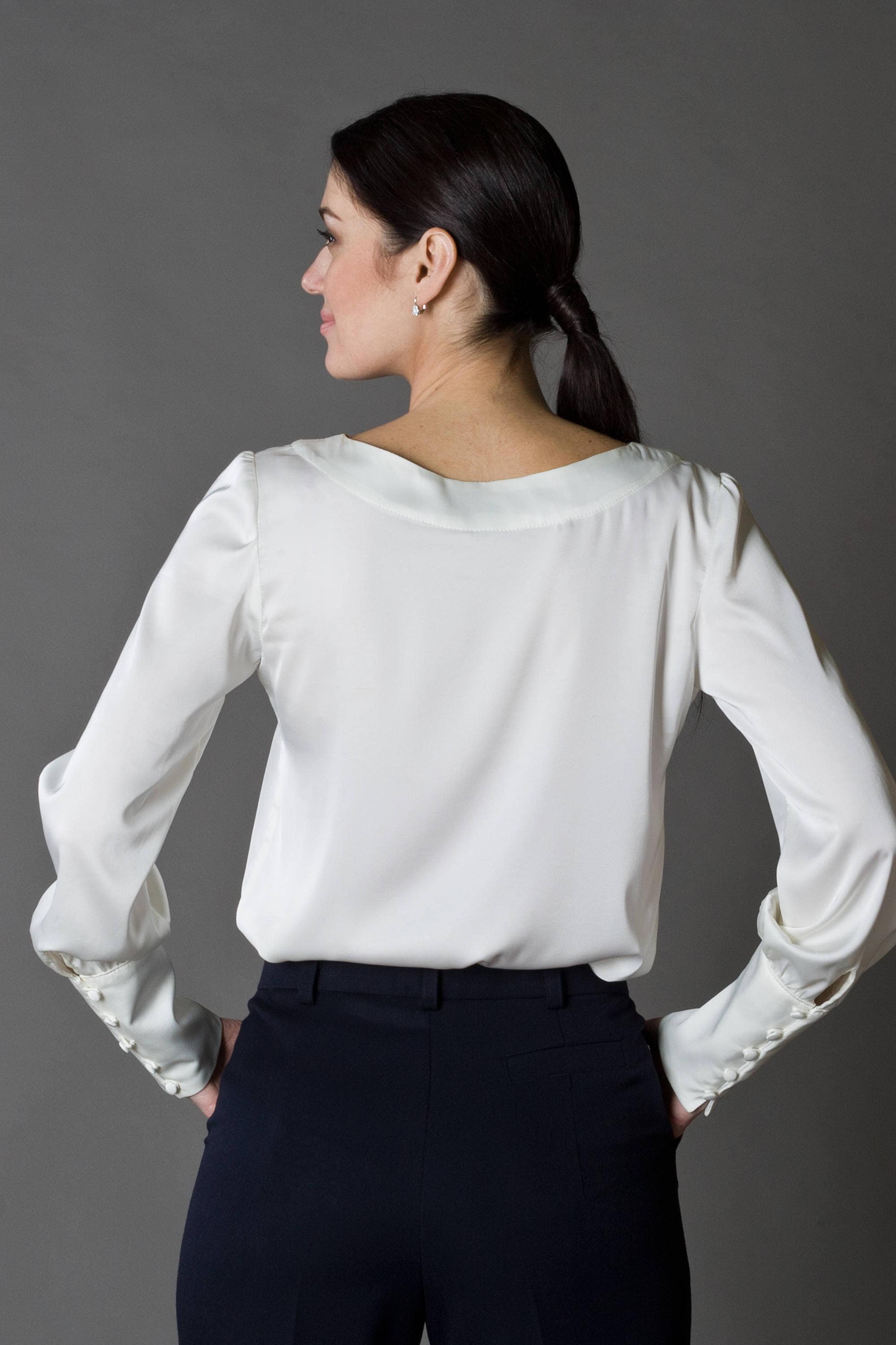 Weiße Langarm Bluse Seide Frauen Blusen Button bis sekretare | Etsy