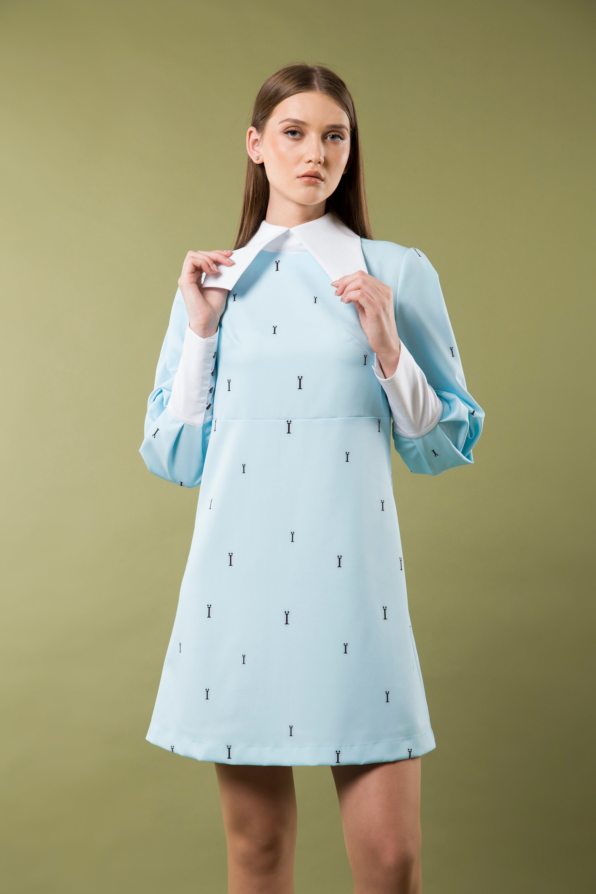 collar design dress Keira Oversized Collar Dress Light Blue / XL / Final Sale