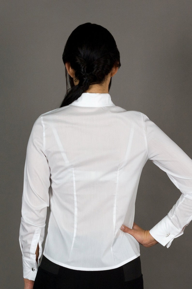 White Button Down Shirts for Women / Cotton French Cuff Womens Etsy