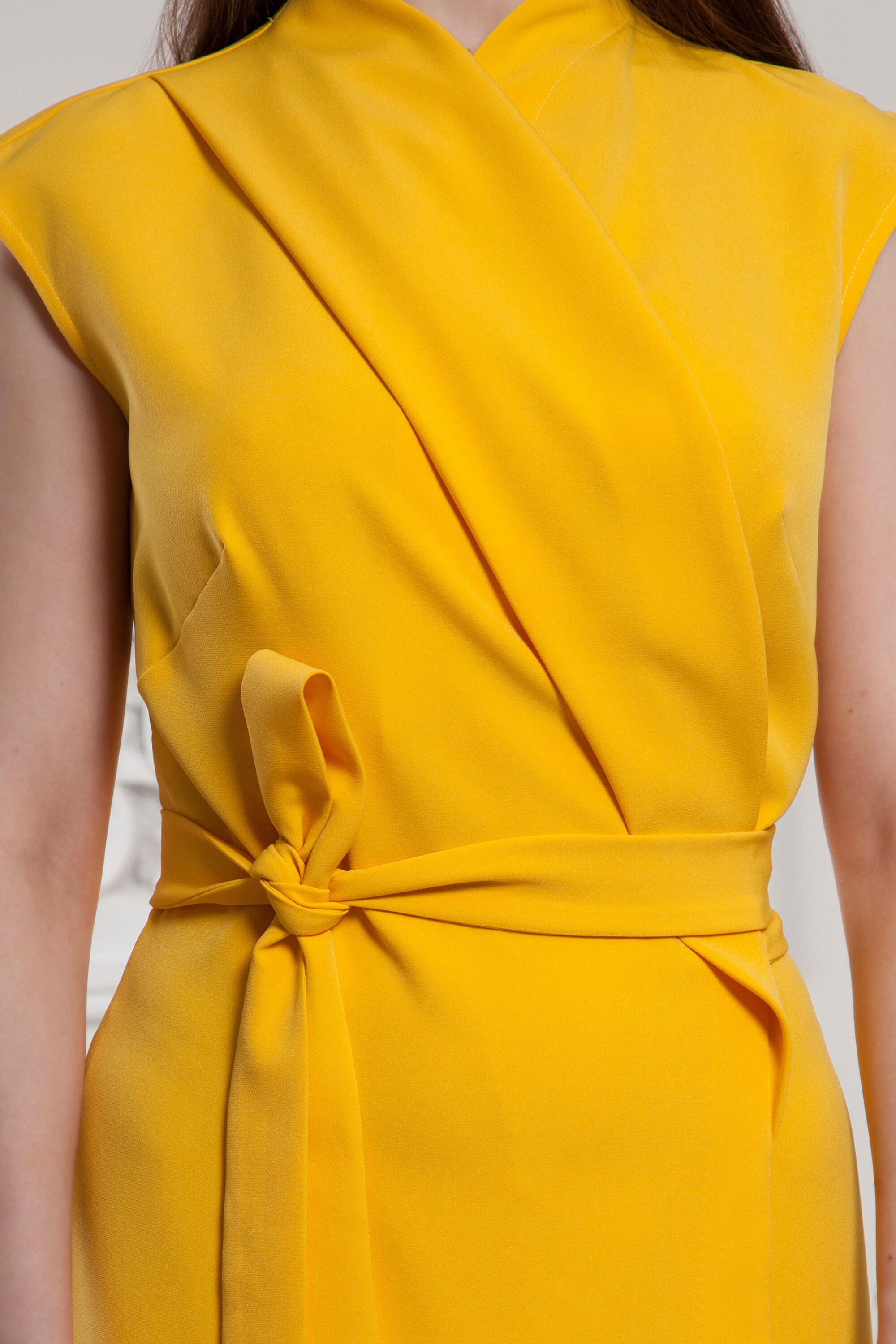 knee length dresses for ladies Sun Yellow Noah Bodycon Wrap Midi Dress main image 1