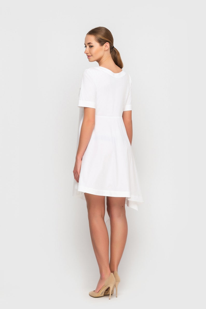 White Cotton Summer high low dress Asymmetrical Tunic dresses | Etsy