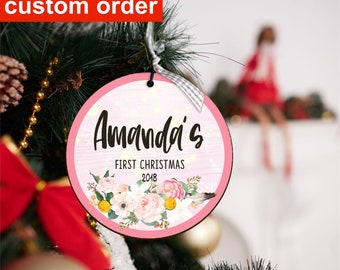 Baby's* first Christmas decor, personalized ornament, Xmas gifts baby, personalised Christmas tree decoration,family ornament