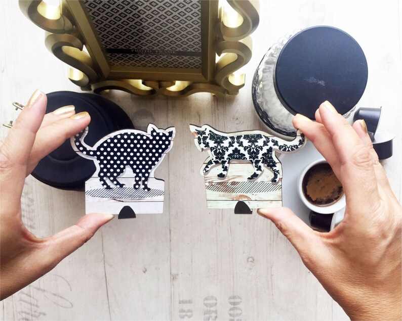 Black and White Textures Cats Towel Rack Towel Hooks Pair Etsy