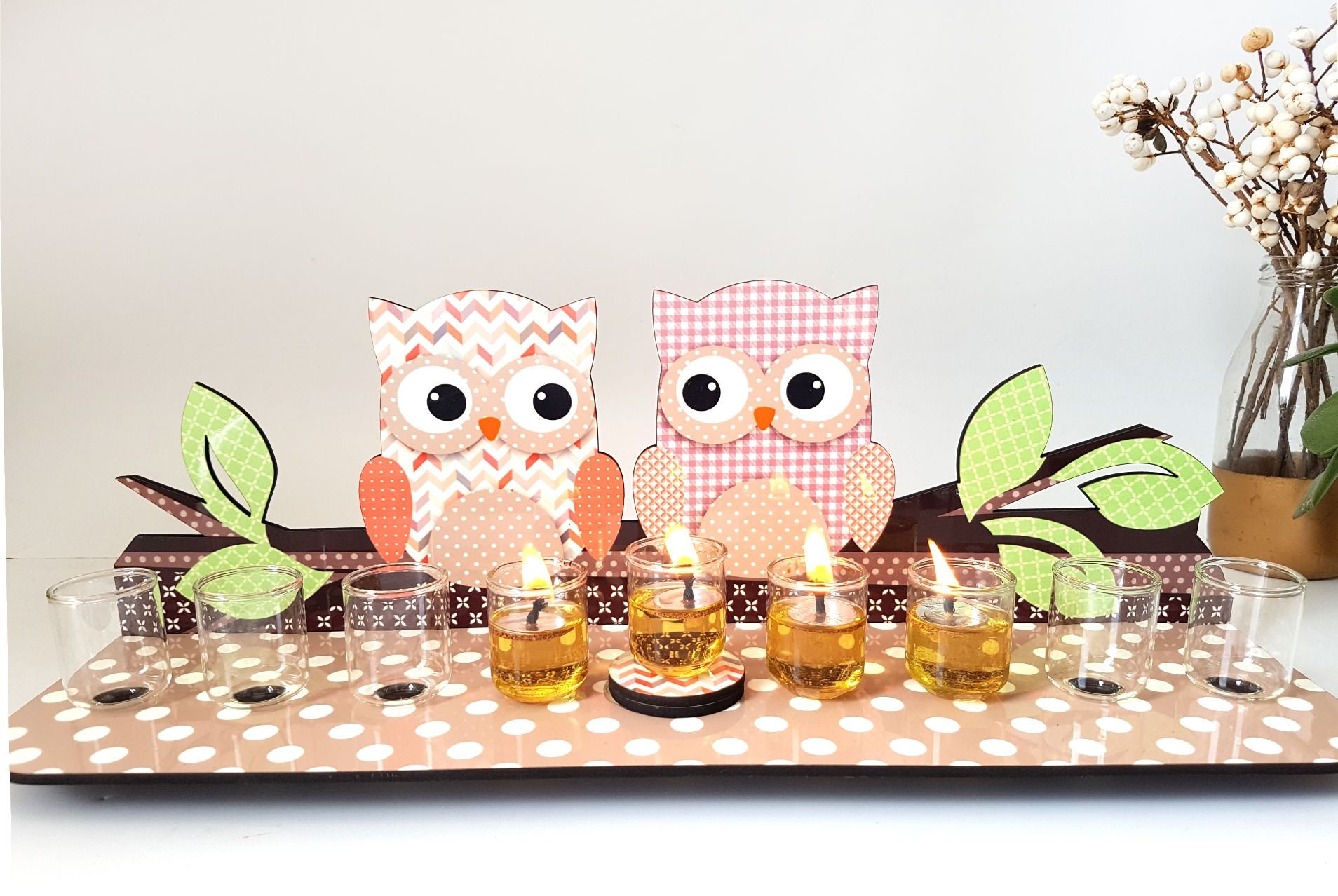 Menorah sur Le Thème de La | Hanoukka Menorah Décoration Cadeau Parfait Pour Les Amateurs Hiboux d'a