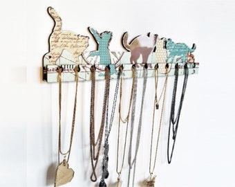 Cats Jewelry Rack | Necklace Hooks | Jewelry Display Rack | Jewelry Organizer | Cat Jewelry Rack with Hooks | Cat Lover Gift for Women