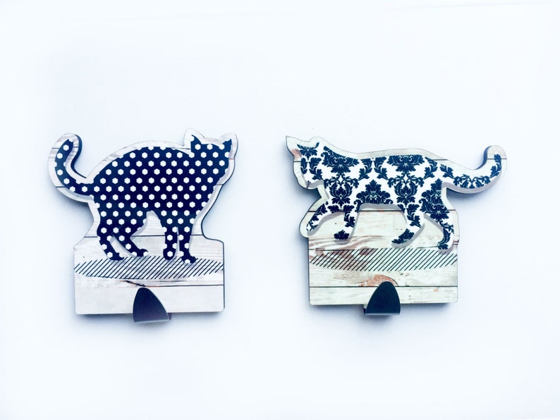 Black and White Textures Cats Towel Rack Towel Hooks Pair Etsy