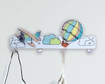 Hot Air Balloon Nursery Decor | Wall Hooks for Kids | Nursery Wall Hooks | Kids Coat Hooks | Kids Coat Rack | Kids Clothing Rack