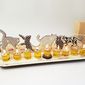 Hanukkah Menorah | Cat Lover's Menorah | Hanukkah Home Decor | Unique Israeli Hanukkah Art | Wooden Cat Themed Menorah | Designed in Israel