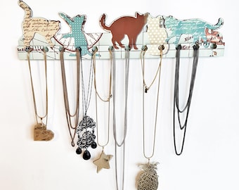 Cat Design Jewlery Rack | Cats Jewelry Rack for Wall | Necklace Hooks | Rack with Hooks | Cat Lover Gift for Women | Organizer for Jewelry