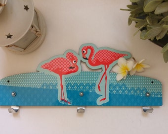 Pink and Turquoise Flamingo Wall Hanger | Kids Room Decoration | Coat Wall Hanging | Children's Coat Rack | Home Decor