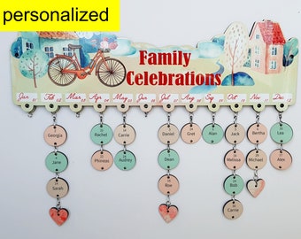 Personalized Birthday Reminder, Personalized Family Birthday and Anniversary Calendar, Personalized Family Celebrations Board