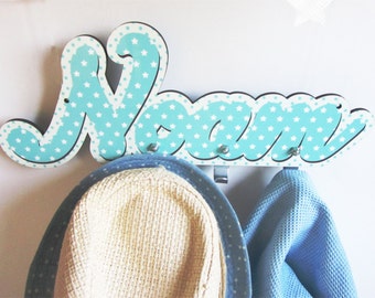 FREE SHIPING Personalized kids room hanger | Cute nursery baby's name wall art | Functional wall decor | Hanger for  a bag