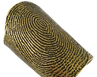 YSL Yves Saint Laurent Spring/Summer 2011 Runway Gold Toned Fingerprint Design Massive Cuff Bracelet